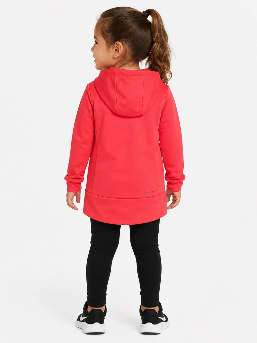 Nike Dri-FIT Girls Coral Pink Silver Swoosh Hoodie 3T Runs Small Fits 2T
